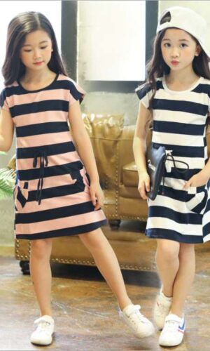 Stripe Print Dresses for Girls Kids, Casual Wear for girls