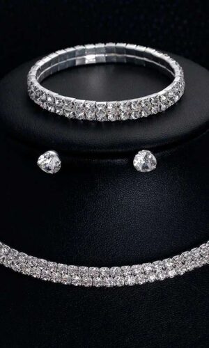 Choker Necklace Earrings Bracelet | Bridal Necklace | Bridal Jewelry | Choker Set | Wedding Choker Set | Rhinestone Choker | Bridal Choker set