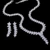 Crystal Necklace set Silver Wedding Jewelry for Bride Silver Bridal Jewelry Crystal Bridal Necklace Set Leaves Shape necklace Drop Earring Cubic Zircon Jewelry Sets