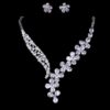 Cubic Zircon Jewelry Set for Women Stud Earrings and Necklace, Silver necklace, Wedding necklace set, Leaf style Wedding jewellery