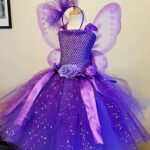 Purple Tulle Dress Girls Butterfly Dress Flower Fairy Tutu Dress Fairy Dress with Hairbow and Wing Kids Party Costume Dresses