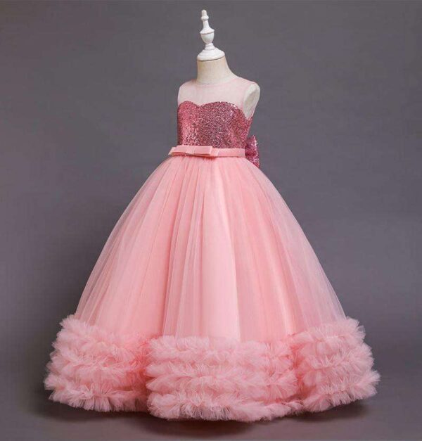 Girls Long Dresses, Flower Girl Dress, Lace Tulle Dresses, Girls Birthday Dress, Long Flower Girl Dress, floor-length girl dress, lace flower girl dress