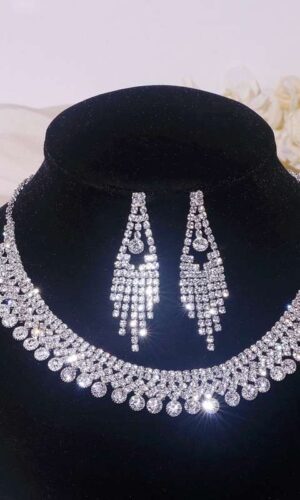 Wedding necklace Bridal jewelry set for brides silver bridal necklace sets bridal earrings set bridal accessories for wedding