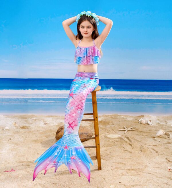 Girls Swimming Mermaid Tail Sets and Accessories | Little Mermaid Tail Costume Swimwear | Girls Mermaid Tail Swimsuit | Swimming Cosplay