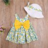 Cute Dress with Matching Hat| Baby Girl| Newborn| Summer Outfit| Ruffled Clothing| Sleeveless Beach Bow Plaid Cotton| Sunhat| Princess Dress