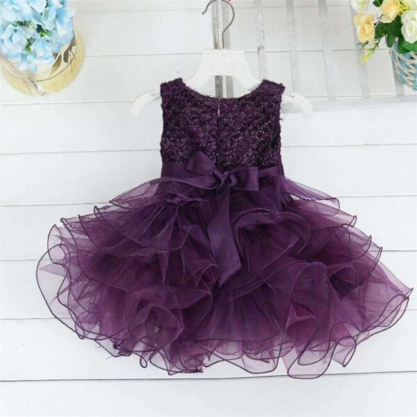 Lace Tulle Princess TUTU Girl Dress, Bridesmaid Fairy Dress, Baby Girls layered Dresses, Formal Ball Gown For Kids, Party Prom Dress, Girls Purple Dress