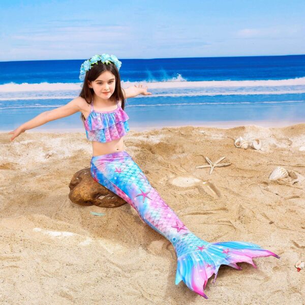 Girls Swimming Mermaid Tail Sets and Accessories | Little Mermaid Tail Costume Swimwear | Girls Mermaid Tail Swimsuit | Swimming Cosplay