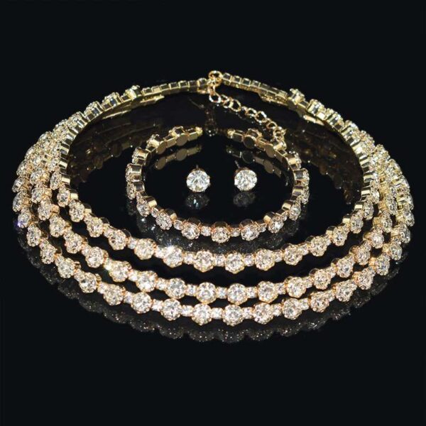 Bridal Necklace, Bridal Jewelry Rhinestone Choker, Silver Bridal Necklace And Earrings, Jewelry Set, Wedding Set, Jewellery For Bride, Wedding necklace set