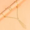 Gold Tassel Necklace, Long Tassel Necklace, Gold Layered Necklace, Bridal Necklace Set, Silver Wedding Necklace Earrings Set, Wedding Necklace Set, Two Line Necklace Earrings Set