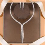 Gold Tassel Necklace, Long Tassel Necklace, Gold Layered Necklace, Bridal Necklace Set, Silver Wedding Necklace Earrings Set, Wedding Necklace Set, Two Line Necklace Earrings Set