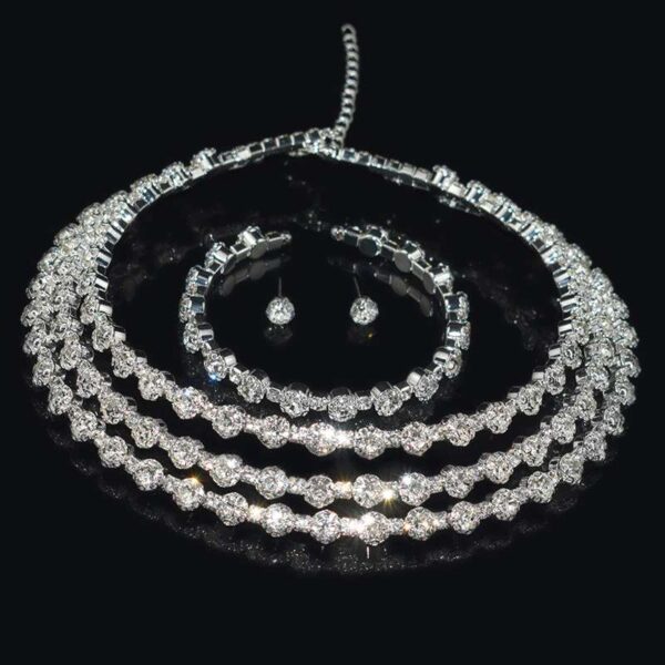 Bridal Necklace, Bridal Jewelry Rhinestone Choker, Silver Bridal Necklace And Earrings, Jewelry Set, Wedding Set, Jewellery For Bride, Wedding necklace set