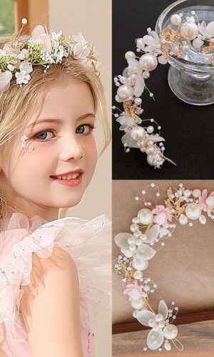 Bridal headband, Flower wedding headpiece, flower hair crown, Boho flower headband, white headband, Pearl Flower Wreath,Garland Head Hoop