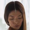 Head Chain Exquisite Cubic Leaf Forehead Headband Chain Hair Jewellery for Women Headpiece Bridal Wedding Head Chain