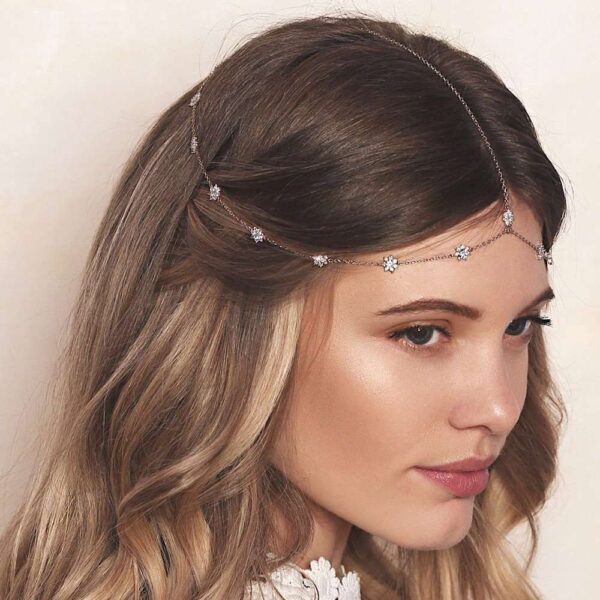 Flower Headband Chain Headpiece Wedding Hair Jewelry Bohemia Hair Chain Women Hair Accessories Women Headpiece Bridal Wedding Head Chain