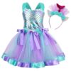 Mermaid Flower Dress with Hairband, Girls Tutu Dress, Mermaid Tutu Dress, Mermaid Dress, Mermaid Outfit, Mermaid costume