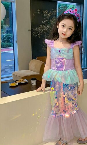 Little Mermaid Princess Cosplay Mermaid Dress, Girls mermaid party Dress, Mermaid Dress for birthday, girls birthday dress, Mermaid Outfit, Mermaid costume
