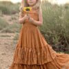 Princess Girls Lace Cotton Long Dresses | Long Maxi Dress | Long Lace Flower Girl Dress | Long Dresses | Girls Long Dresses