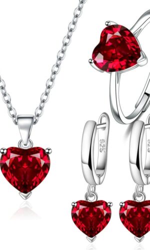 925 Sterling Silver Heart Zircon Jewelry Set, Featuring Heart Pendant Necklace – The Perfect Gift for Her - Heart Necklace