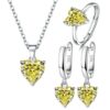 925 Sterling Silver Heart Zircon Jewelry Set, Featuring Heart Pendant Necklace – The Perfect Gift for Her - Heart Necklace