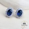 Women Bridal Jewelry Sets Blue Zirconia Fine Jewellery Wedding Necklace Earrings Rings Bracelets Pendant Set - Silver 925 Pendant Necklace