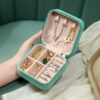 Leather Travel Jewelry Organizer Box for Earrings, Necklaces, and Rings, Mini Jewelry Storage Box
