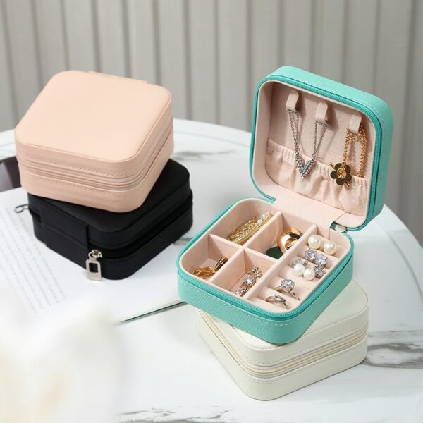 Leather Travel Jewelry Organizer Box for Earrings, Necklaces, and Rings, Mini Jewelry Storage Box