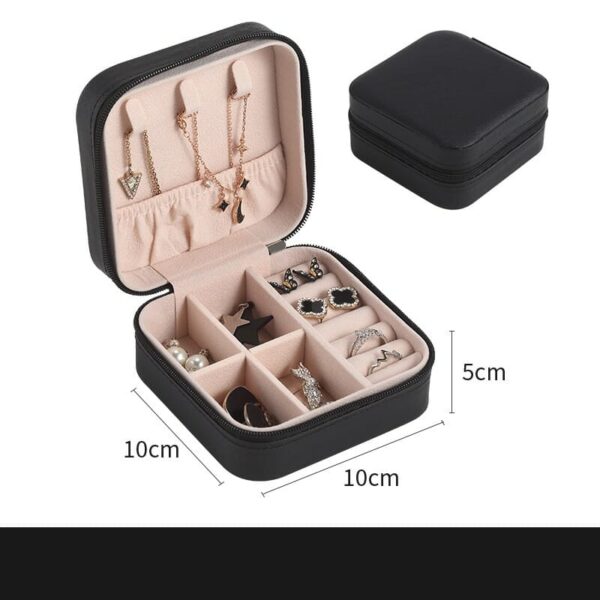 Leather Travel Jewelry Organizer Box for Earrings, Necklaces, and Rings, Mini Jewelry Storage Box