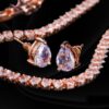 Cubic Zirconia Wedding Jewelry Set with Stunning Drop Style Necklaces in Silver, Rose Gold, and Gold, Bridal Necklace Earrings Party Jewelry Set