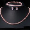 Cubic Zirconia Wedding Jewelry Set with Stunning Drop Style Necklaces in Silver, Rose Gold, and Gold, Bridal Necklace Earrings Party Jewelry Set
