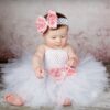 Cute Baby Flower Tutu Dress Infant Girls Crochet Tulle Dresses with Hairbow Set Newborn Birthday Party Costume Photography Clothe