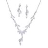 Cubic Zirconia Necklace Earrings Jewelry Set for Women Bridal Wedding Party necklace, leaf necklace