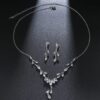 Cubic Zirconia Necklace Earrings Jewelry Set for Women Bridal Wedding Party necklace, leaf necklace