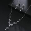 Cubic Zirconia Necklace Earrings Jewelry Set for Women Bridal Wedding Party necklace, leaf necklace