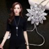 Pendant Chain, Black Rose Long Necklace Sweater Chain Adjusted chain Party Jewellery For Women, long pendant necklace