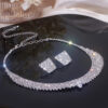 Shiny Necklace Earrings Set for Women, Party Jewellery set, Silver Necklace set, jewellery for gift