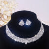 Shiny Necklace Earrings Set for Women, Party Jewellery set, Silver Necklace set, jewellery for gift
