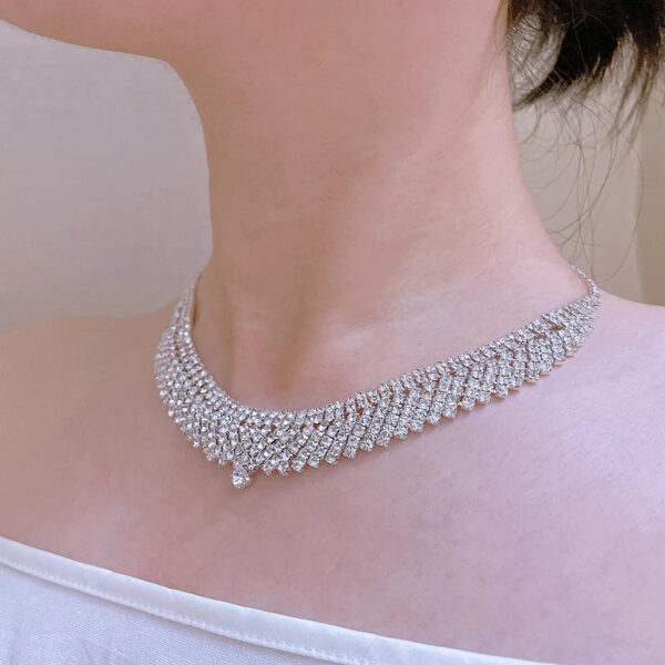 Shiny Necklace Earrings Set for Women, Party Jewellery set, Silver Necklace set, jewellery for gift