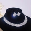Shiny Necklace Earrings Set for Women, Party Jewellery set, Silver Necklace set, jewellery for gift