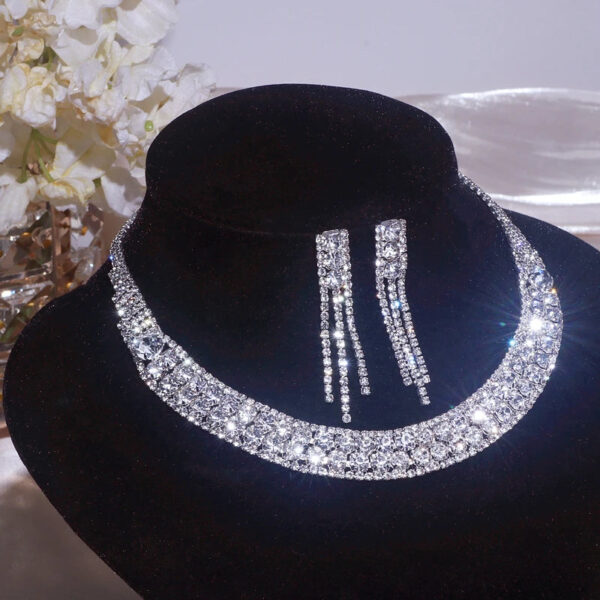 Collar Choker Necklace for Women Silver Necklace Earrings Set party Jewelry Sets wedding necklace Silver choker set