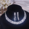 Collar Choker Necklace for Women Silver Necklace Earrings Set party Jewelry Sets wedding necklace Silver choker set