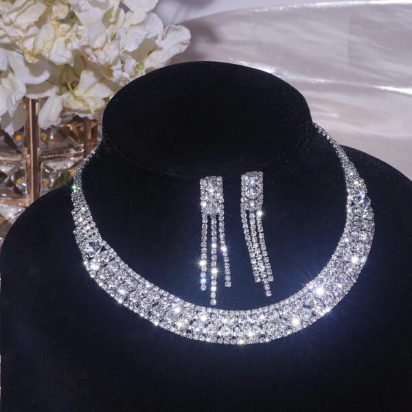 Collar Choker Necklace for Women Silver Necklace Earrings Set party Jewelry Sets wedding necklace Silver choker set