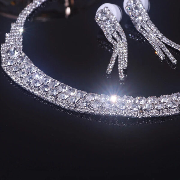 Collar Choker Necklace for Women Silver Necklace Earrings Set party Jewelry Sets wedding necklace Silver choker set