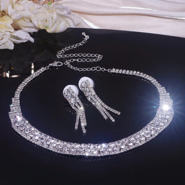 Collar Choker Necklace for Women Silver Necklace Earrings Set party Jewelry Sets wedding necklace Silver choker set