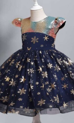 Elegant Girl Dresses, Sequins Princess Dress Baby Girl Birthday Party snow flex print Prom Gown Baptism Party Dress Kids Clothes, Girls Tutu Dress