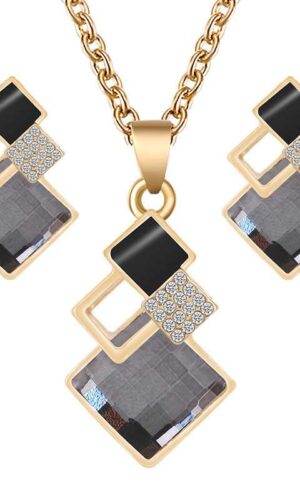 Crystal Pendants Necklace Earrings Sets | Bridal Wedding Earring Necklace Set | Colourful Jewellry Set | Bridesmaid Necklace Earring SET | Crystal Bridal Necklace Set