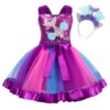 Mermaid Flower Dress with Hairband, Girls Tutu Dress, Mermaid Tutu Dress, Mermaid Dress, Mermaid Outfit, Mermaid costume