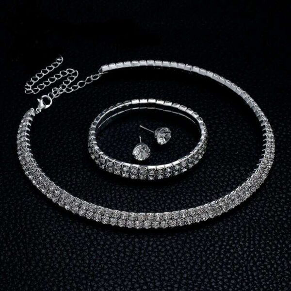 Choker Necklace Earrings Bracelet | Bridal Necklace | Bridal Jewelry | Choker Set | Wedding Choker Set | Rhinestone Choker | Bridal Choker set