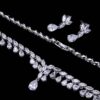 Beautiful Bridal Jewelry Set Necklace and Earrings Set, Shiny Leaf Shape necklace for Bride Cubic Zircon Drop Earring Necklace Jewelry Set