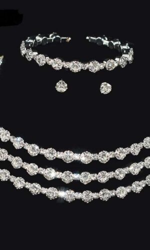 Bridal Necklace, Bridal Jewelry Rhinestone Choker, Silver Bridal Necklace And Earrings, Jewelry Set, Wedding Set, Jewellery For Bride, Wedding necklace set