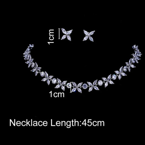 Zircons Necklace and Earrings, Jewelry Set For Wedding Gift, Silver Bridal necklace, Bridal jewelry set, Wedding necklace set